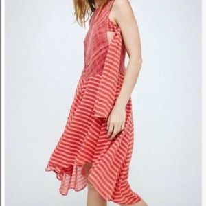 FreePeople Love It Side Tie Red Striped Midi Dress